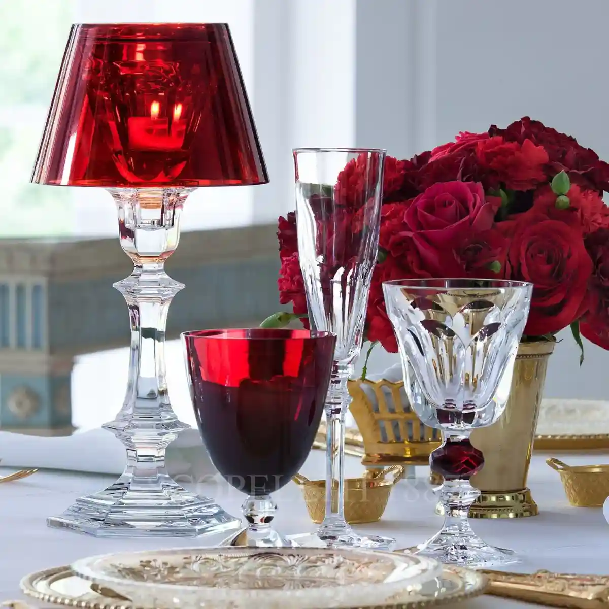 baccarat harcourt our fire candlestick red