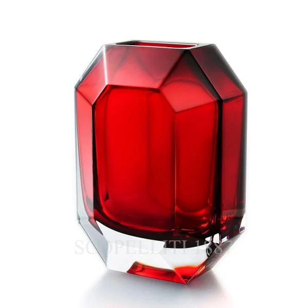 baccarat octogone red crystal vase