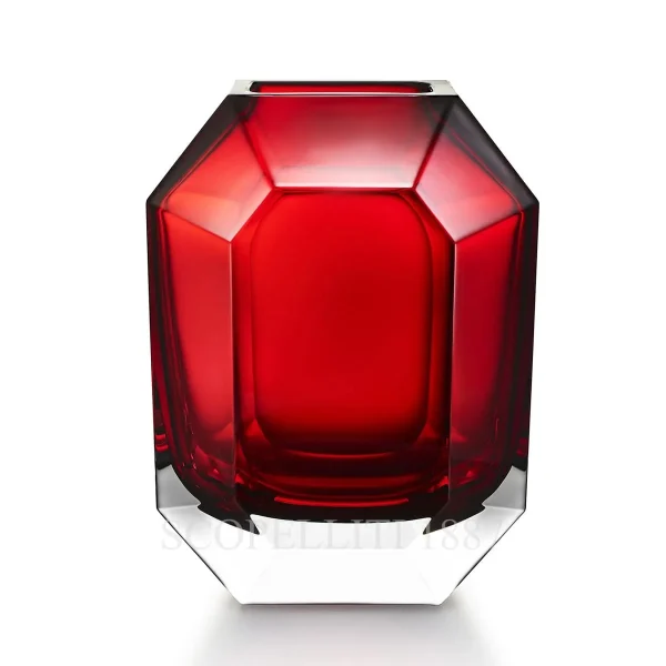 baccarat octogone red crystal vase