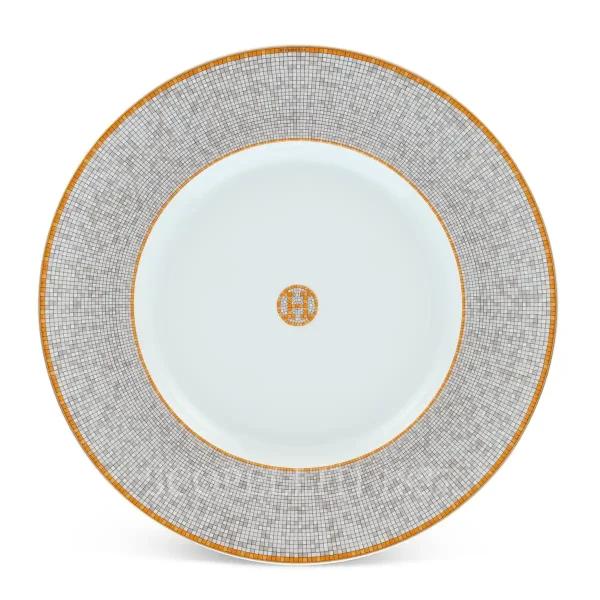 hermès mosaique au 24 presentation plate in limoges porcelain with gold mosaic decoration