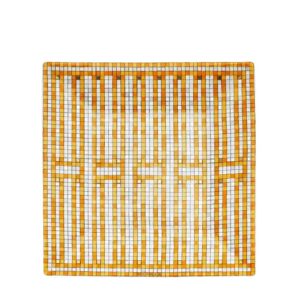 hermès mosaique au 24 square plate no.2 in limoges porcelain with gold mosaic decoration 11 x 11 cm