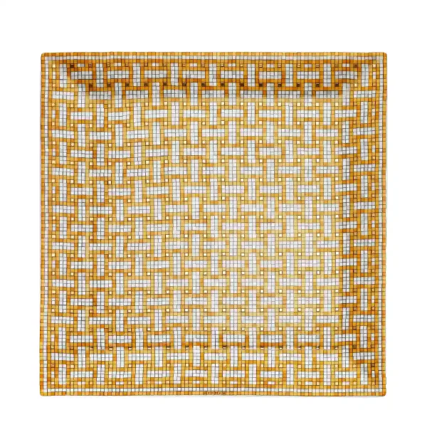 hermès mosaique au 24 square plate no.4 in limoges porcelain with gold mosaic decoration 19 x 19 cm