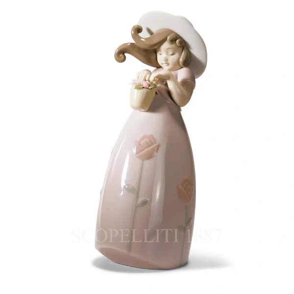 lladró little rose girl porcelain figurine