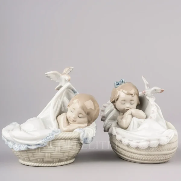 lladro baby boy and baby girl porcelain figurines