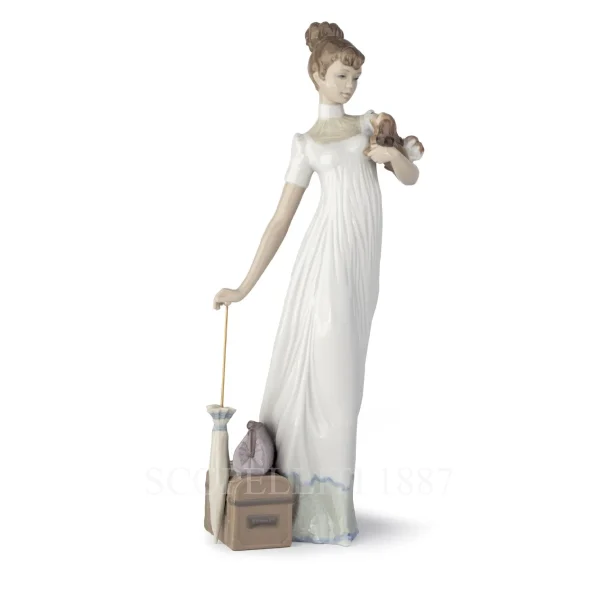 lladró travelling companions woman porcelain figurine