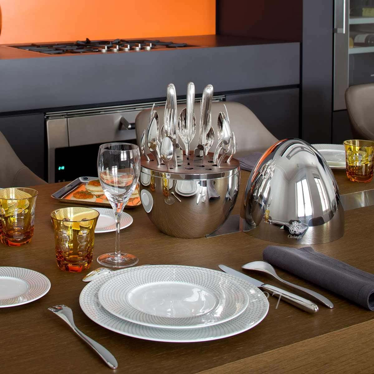 Christofle Mood Cutlery Set silver plated with Storage