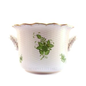 herend china porcelain handpainted apponyi cachepot green