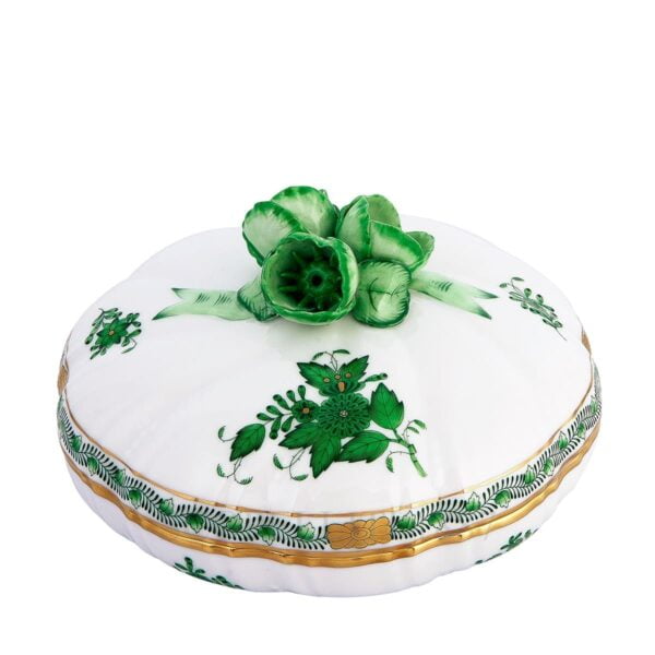 herend porcelain apponyi candy box green with rose