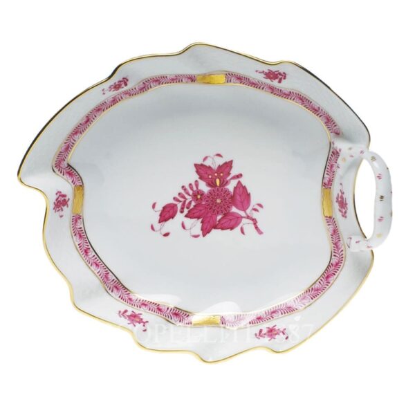 herend porcelain apponyi leaf dish pink