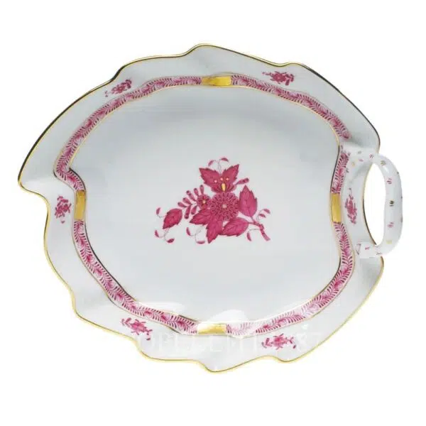 herend porcelain apponyi leaf dish pink