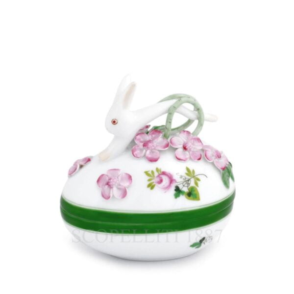 herend handpainted porcelain bonbonniere with bunny green