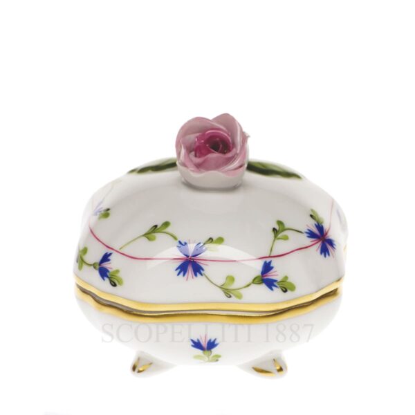 herend handpainted porcelain bonbonniere with rose