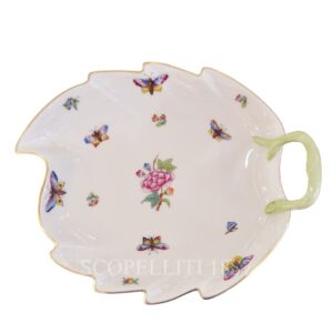 herend porcelain flowers butterflies leaf dish