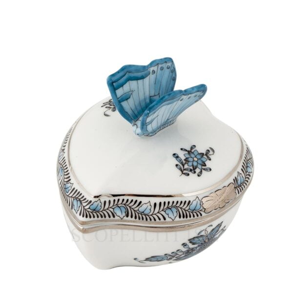 herend handpainted porcelain heart box with butterfly