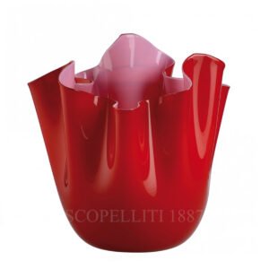 fazzoletto venini murano glass vase red