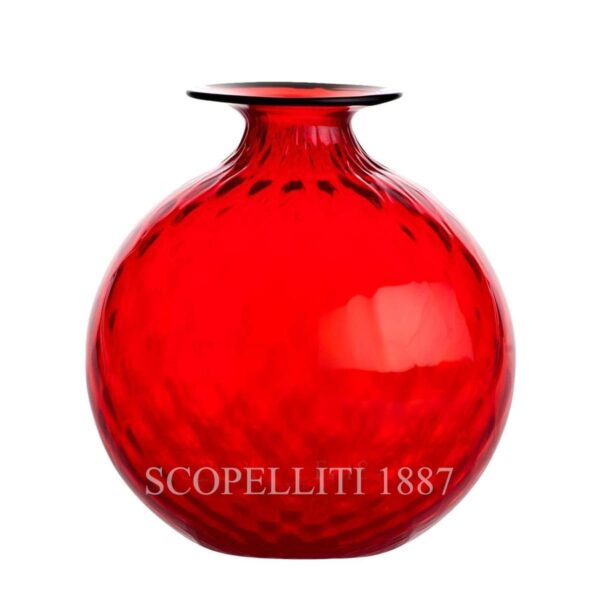 venini murano glass italian monofiore balloton vase limited edition red