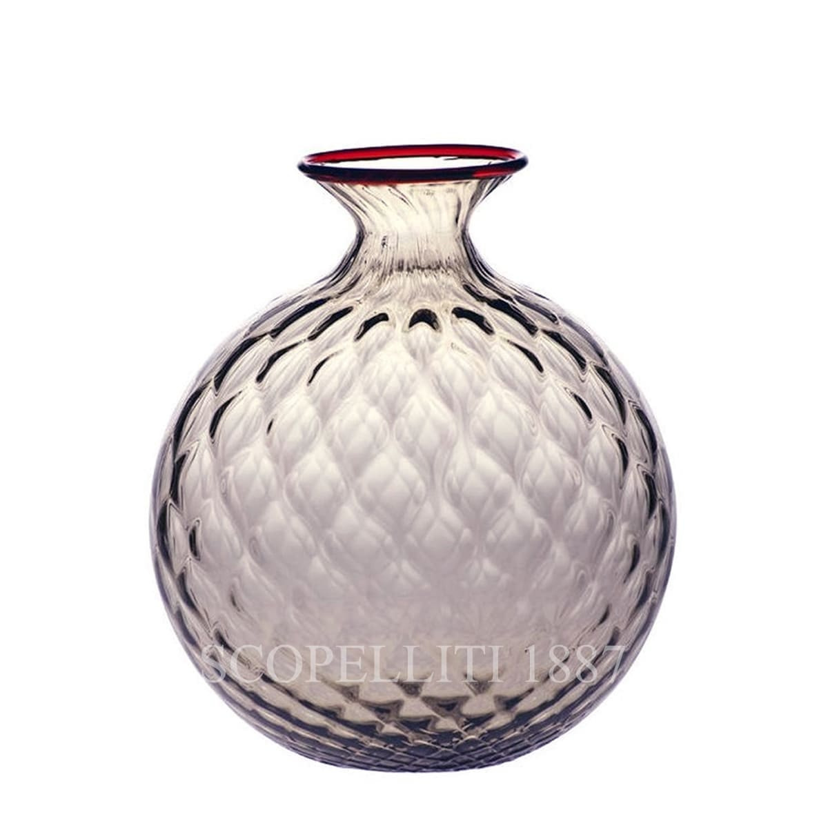 venini murano glass italian monofiore balloton vase limited edition taupe
