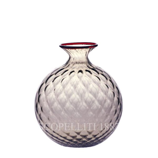 venini murano glass italian monofiore balloton vase limited edition taupe