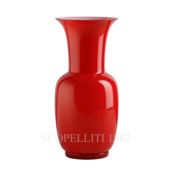 venini italian murano glass vase opaline red