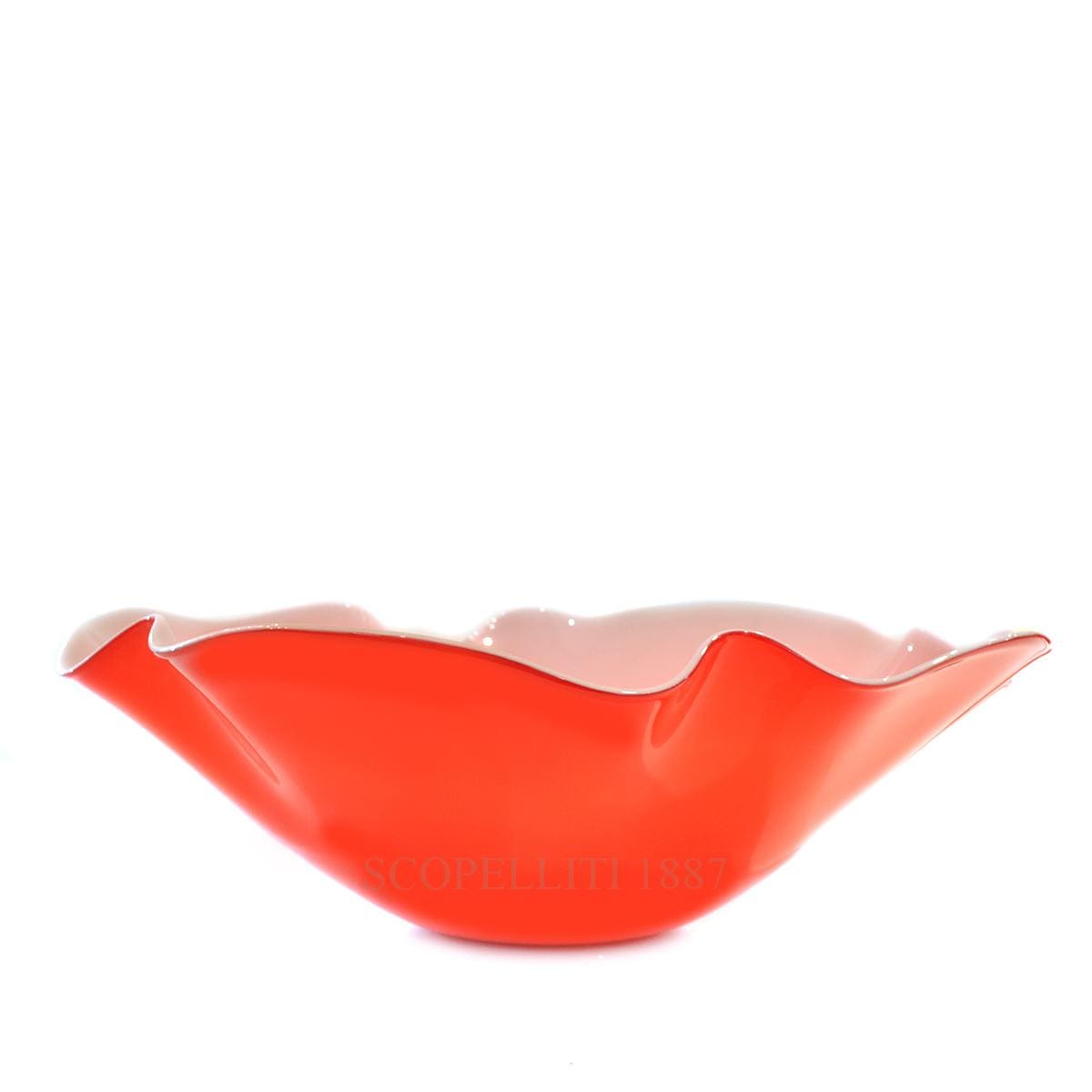 venini italian designer murano glass red narciso large bowl