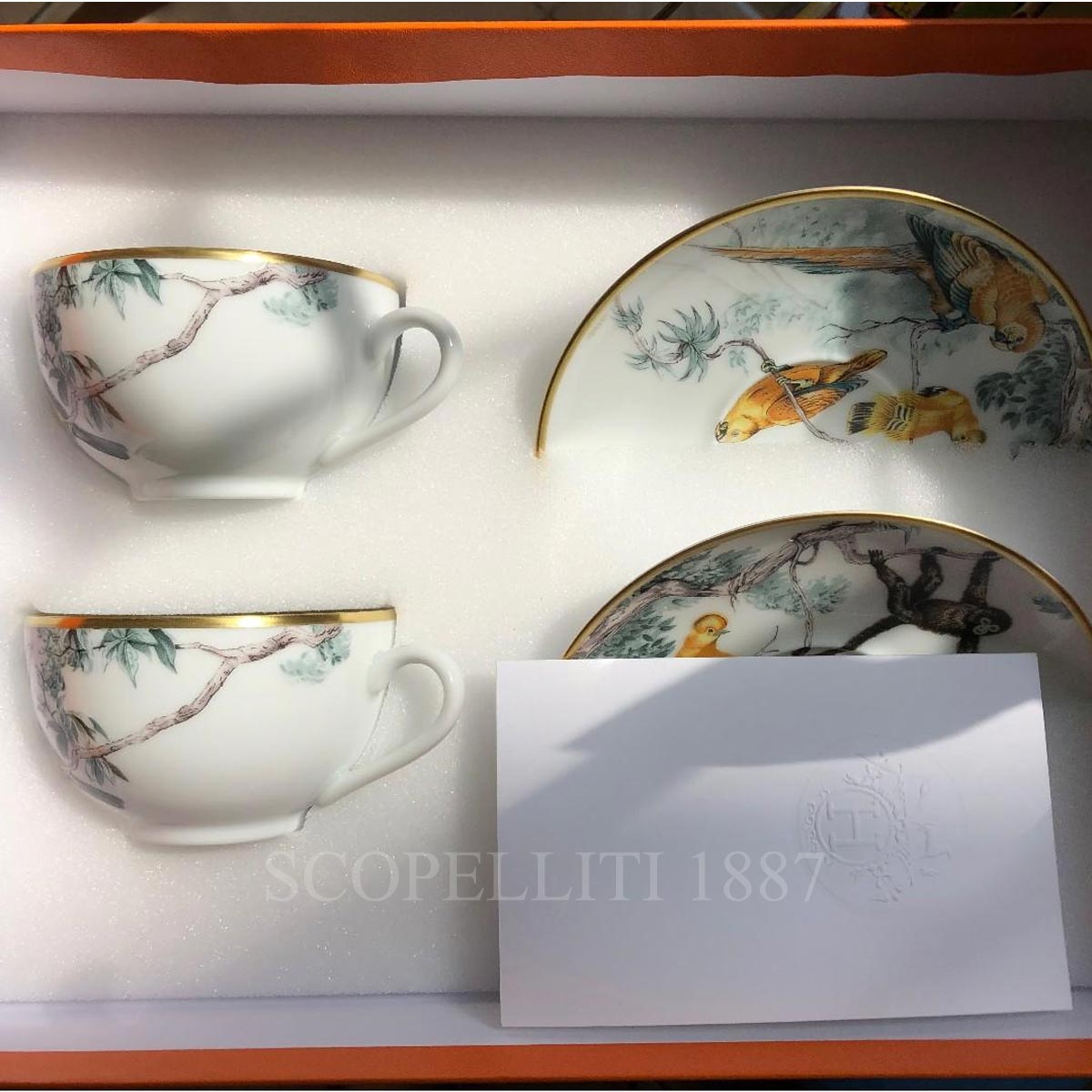 Hermes 2 Tea Cups Carnets d'Equateur Gift Set - SCOPELLITI 1887