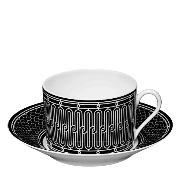 hermes h deco breakfast cup and saucer black
