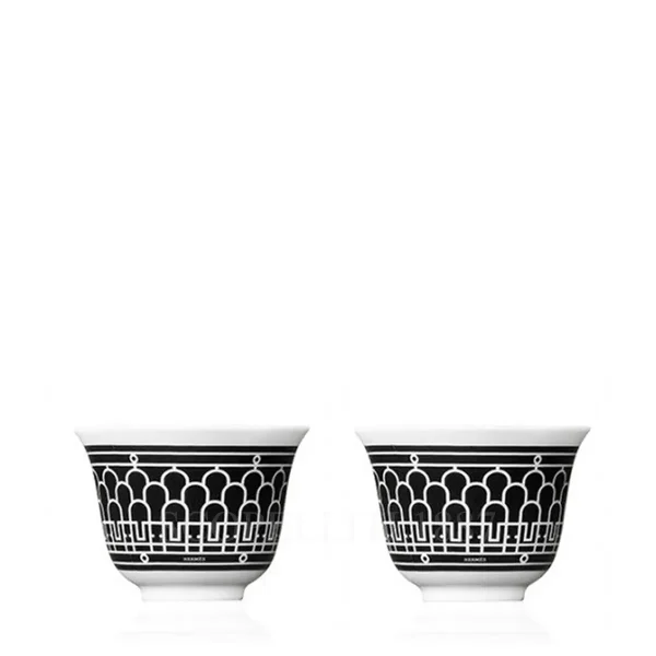 hermes h deco small cup n2 set of 2 black mini cups