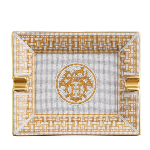 hermès mosaique au 24 ashtray in limoges porcelain with gold mosaic decoration