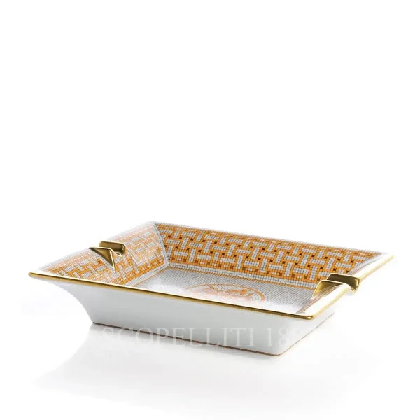 hermès mosaique au 24 luxury ashtray with gold mosaic decoration side view