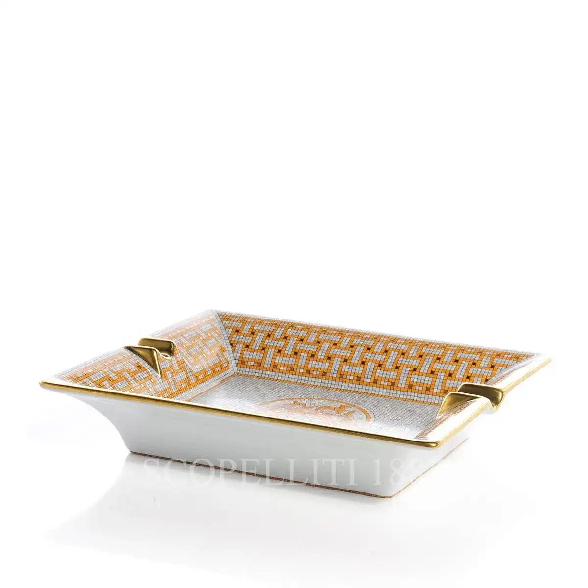 hermès mosaique au 24 luxury ashtray with gold mosaic decoration side view
