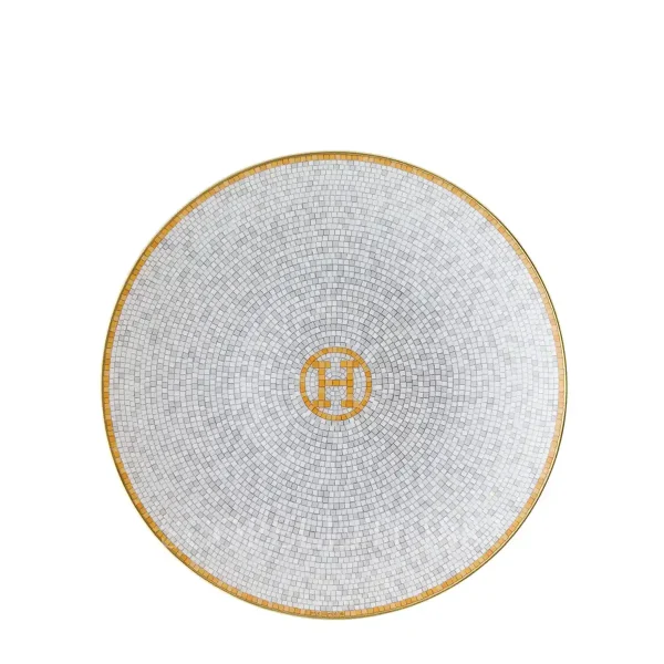 hermès mosaique au 24 bread and butter plate in limoges porcelain with gold mosaic decoration