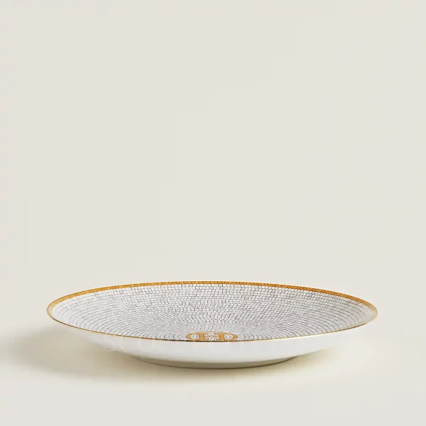 hermès mosaique au 24 bread and butter plate detail with gold mosaic pattern side view