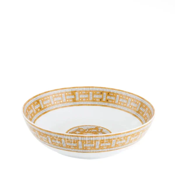hermès mosaique au 24 cereal plate with gold geometric mosaic pattern side view
