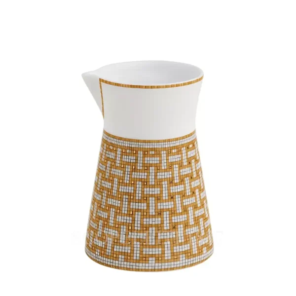 hermès mosaique au 24 creamer in limoges porcelain with gold mosaic decoration