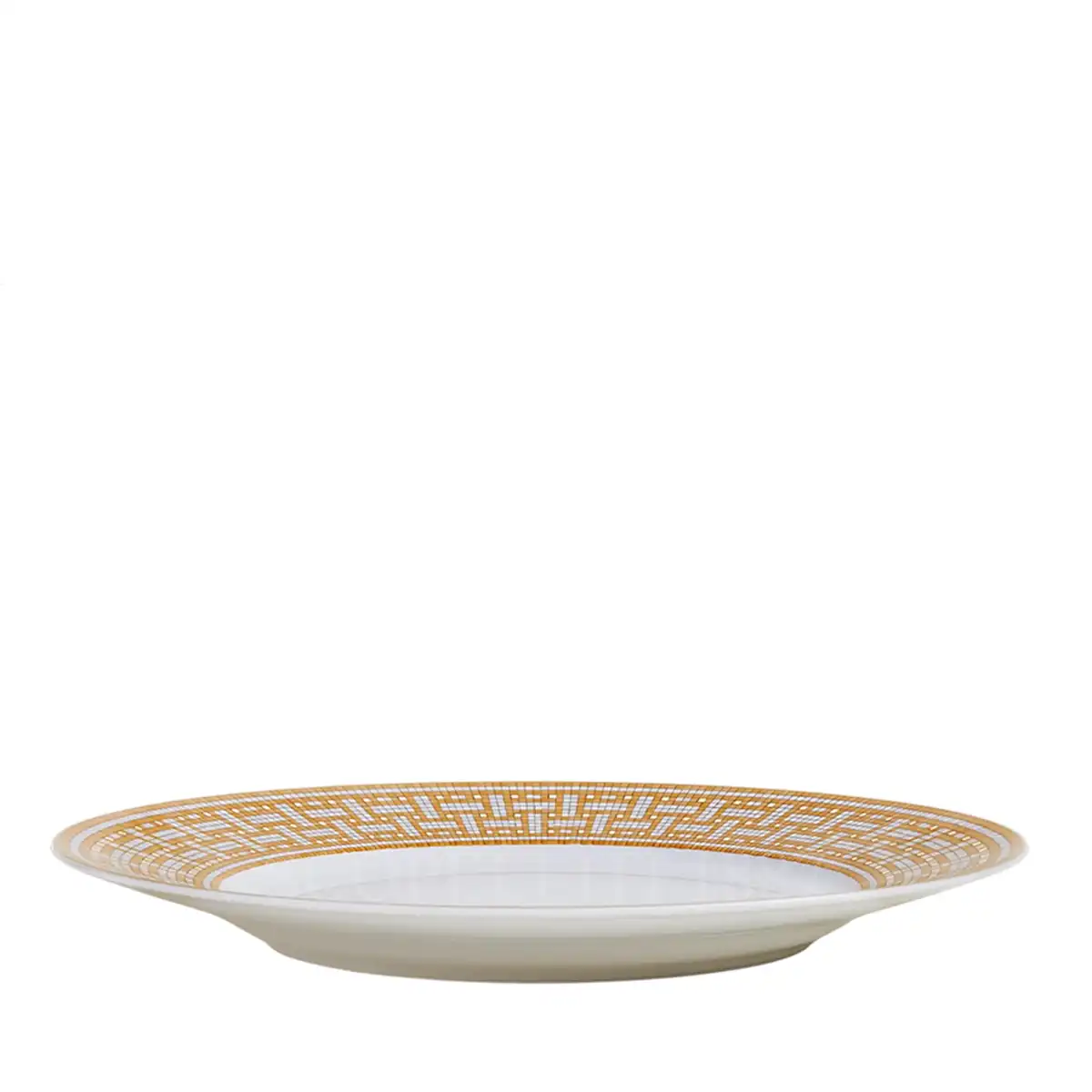 hermès mosaique au 24 dinner plate with geometric gold decoration