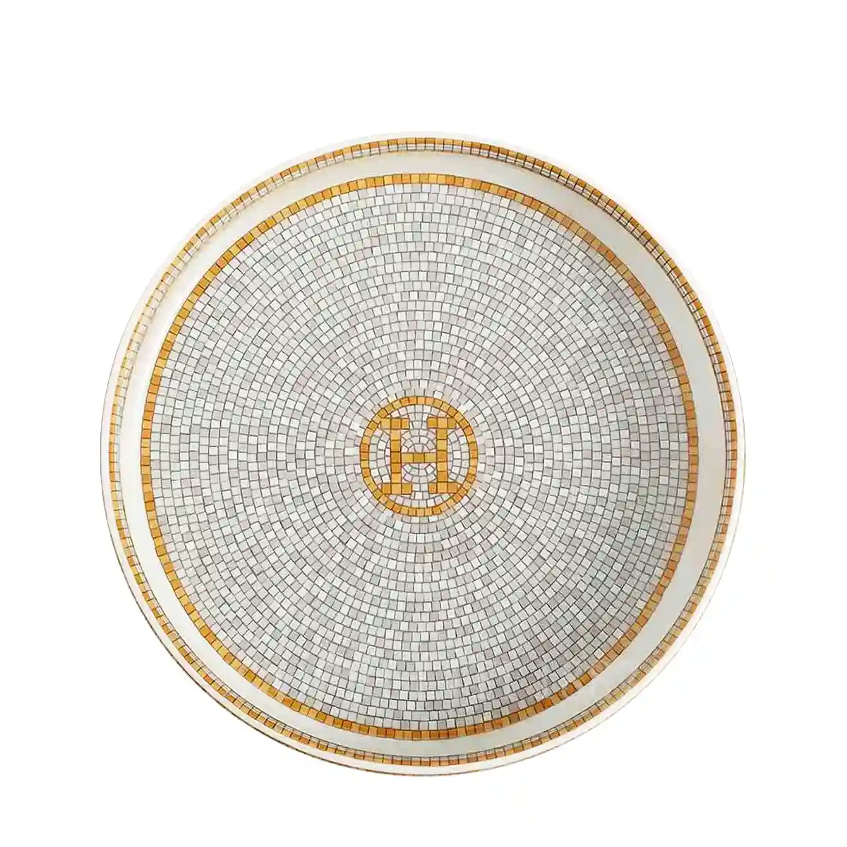 hermès mosaique au 24 coaster in limoges porcelain with gold mosaic decoration