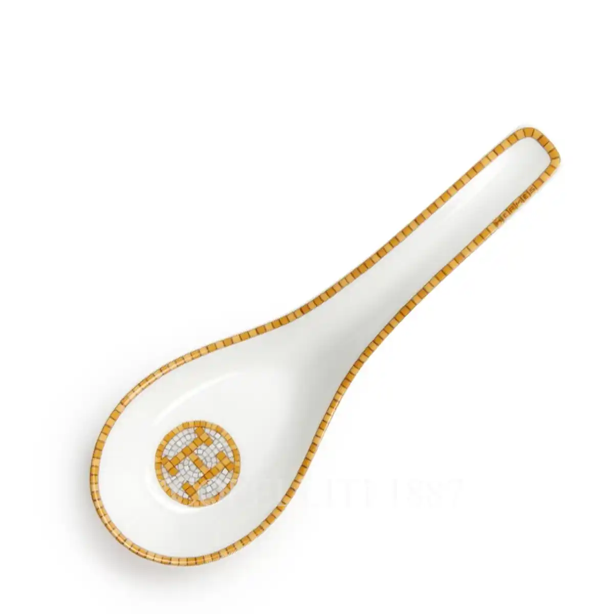 hermès mosaique au 24 soup spoon detail with gold mosaic pattern