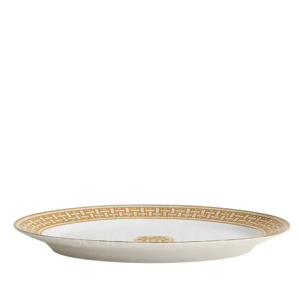 hermès mosaique au 24 large oval serving platter with gold mosaic decoration side view