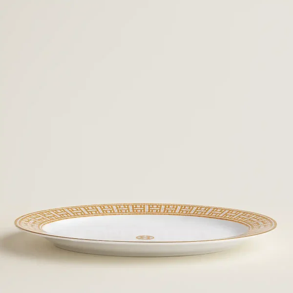 hermès mosaique au 24 small oval serving platter with gold mosaic decoration side view
