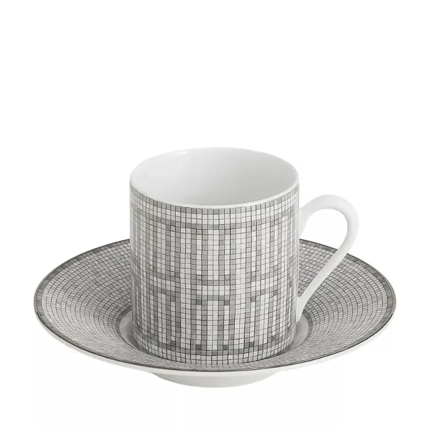 hermes mosaique au 24 platinum coffee cup and saucer
