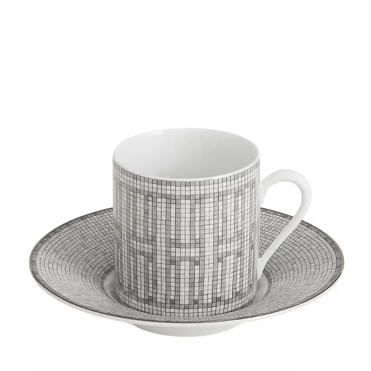 hermes mosaique au 24 platinum coffee cup and saucer