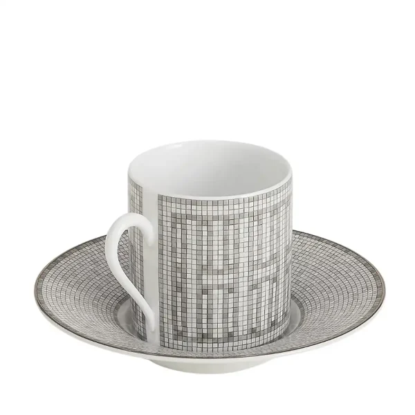 hermes mosaique au 24 platinum coffee cup and saucer
