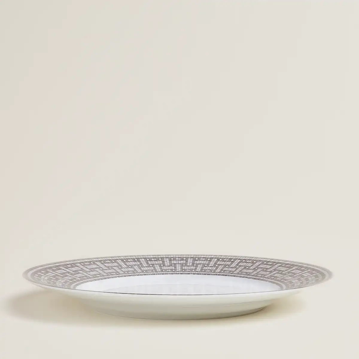 hermes mosaique au 24 platinum dinner plate side view side view