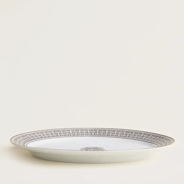 hermes mosaique au 24 platinum oval platter large side view