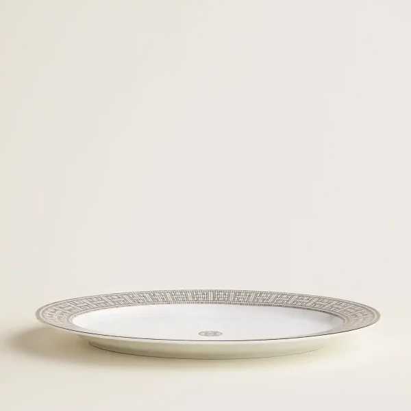 hermes mosaique au 24 platinum oval platter small side view