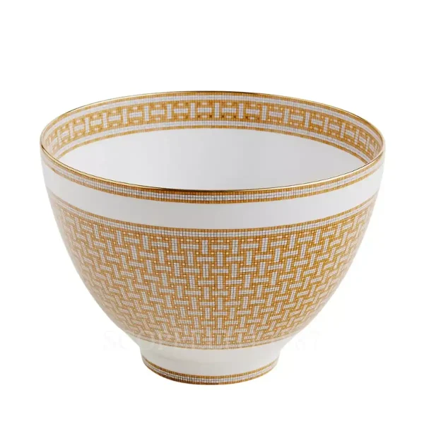 hermès mosaique au 24 punch bowl in limoges porcelain with gold mosaic decoration