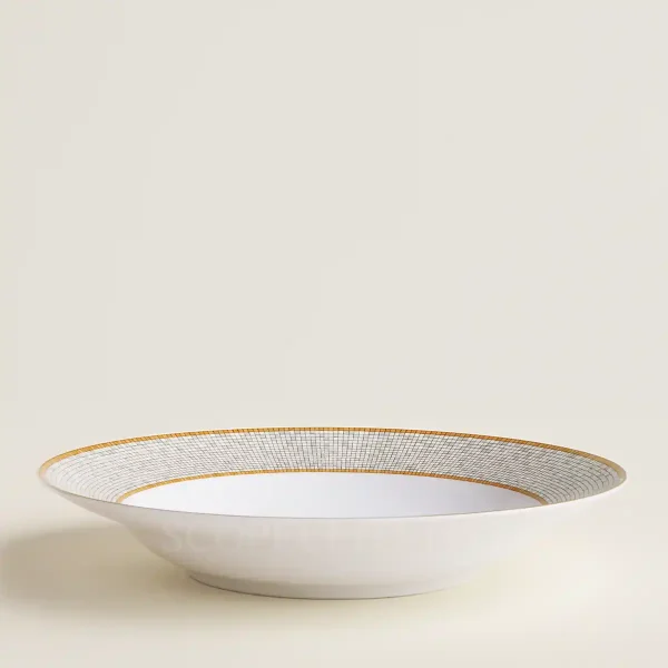 hermès mosaique au 24 deep round serving platter with gold mosaic decoration