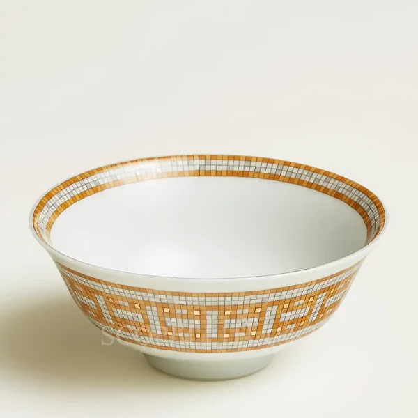 hermès mosaique au 24 soup bowl in limoges porcelain with gold mosaic decoration