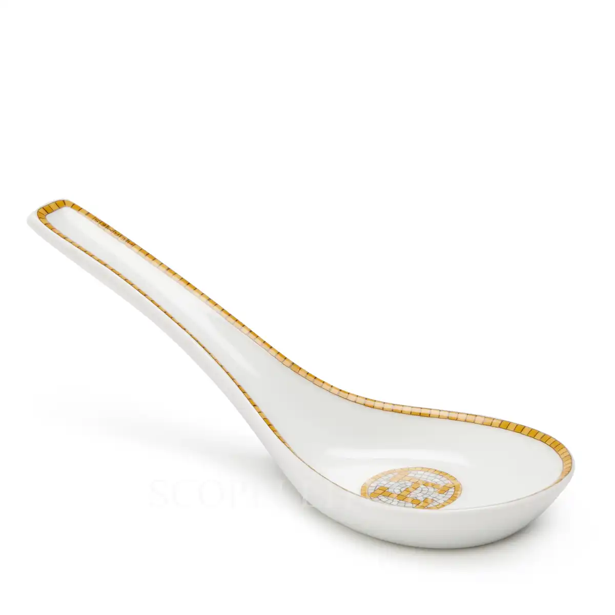 hermès mosaique au 24 soup spoon in limoges porcelain with gold mosaic decoration