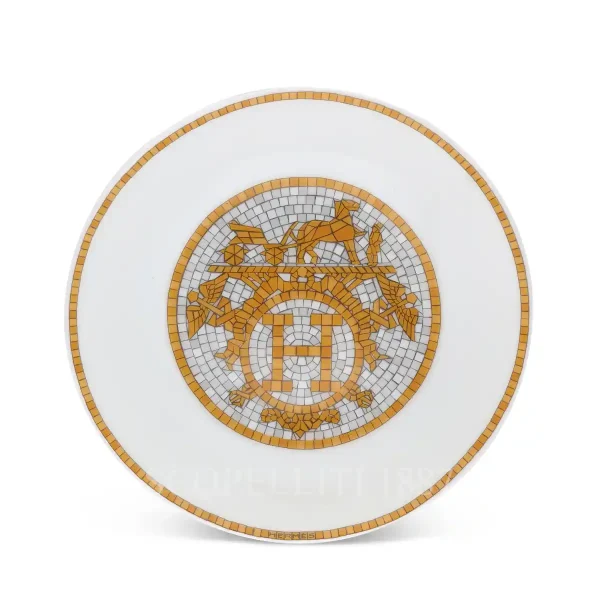 hermès mosaique au 24 soy dish in limoges porcelain with gold mosaic decoration